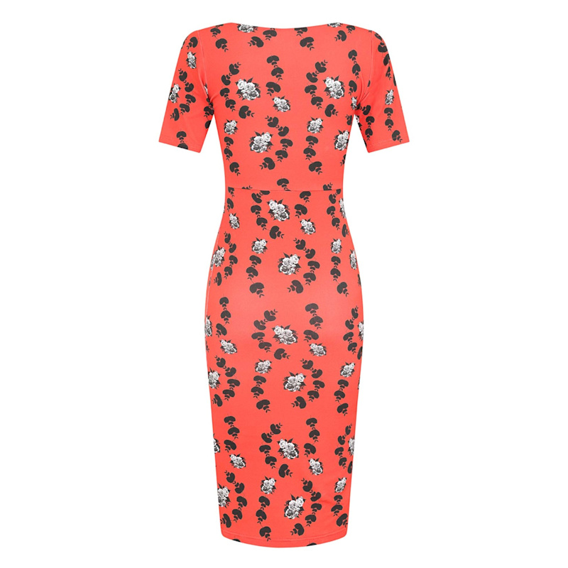 Thumbnail of Floral Cotton Midi Dress - Red image