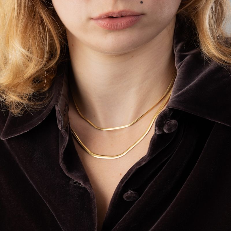 Thumbnail of Gold Flat Snake Chain Necklace image