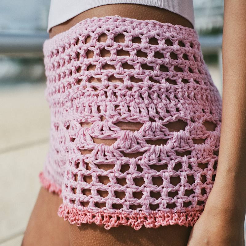 Thumbnail of Bubble Gum Miniq Crochet Shorts image