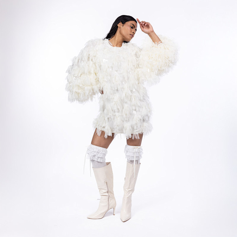 Bubbles - Shredded Chiffon And Sparkle Mini Dress | Harlow Loves Daisy |  Wolf & Badger