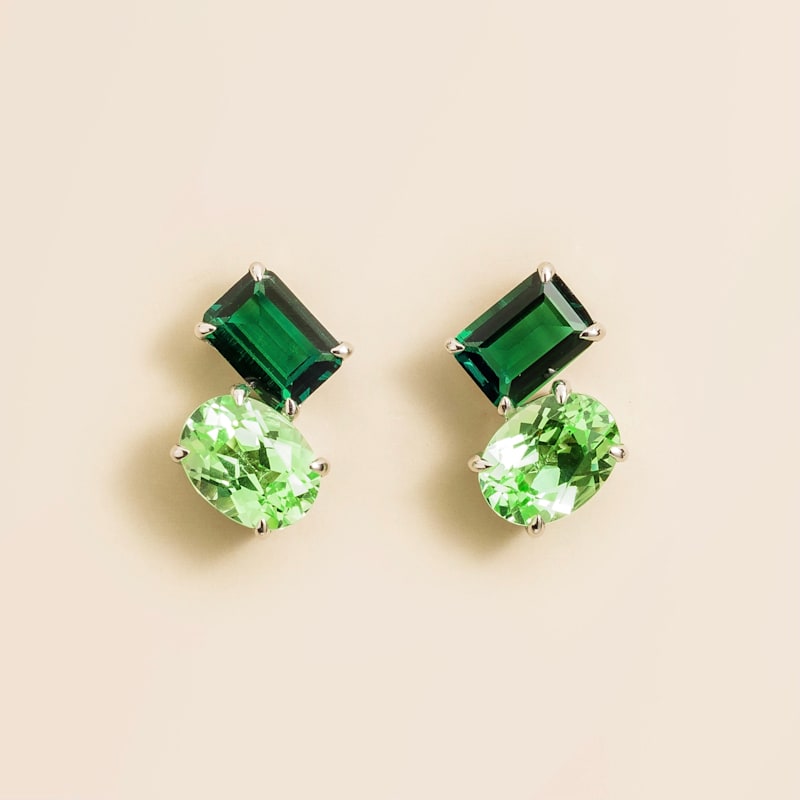 Thumbnail of Buchon White Gold Earrings In Emerald & Green Sapphire image