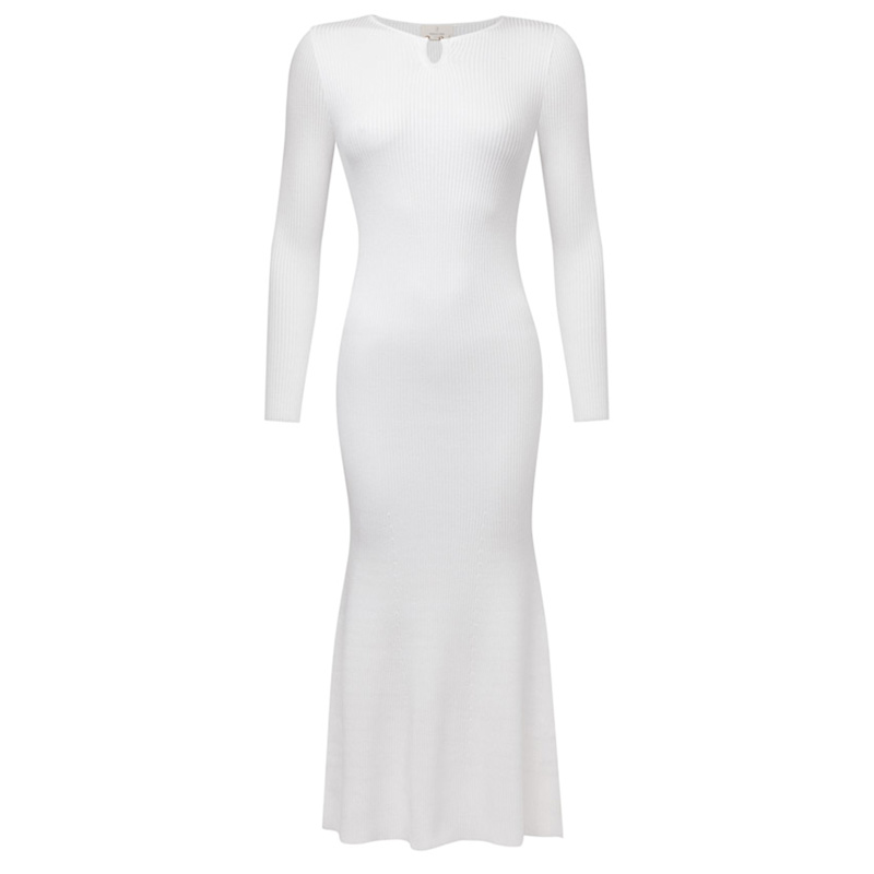 Thumbnail of Dorset Dress Buckle Detailed Ribbed Knit Jumper Dress In Ecru image