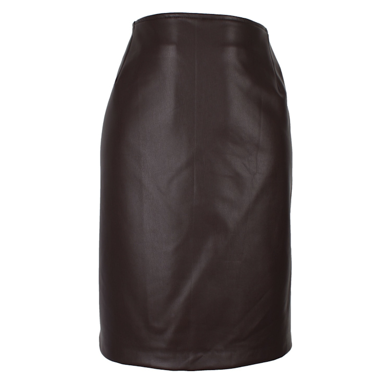 Thumbnail of Burgundy Brown Faux Leather Skirt image