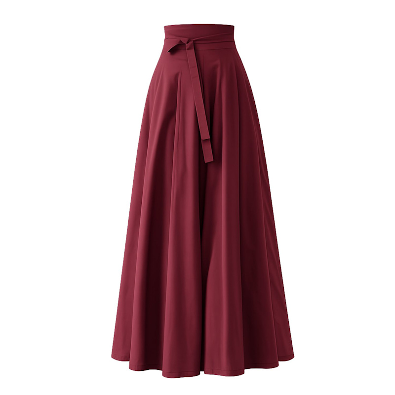 Thumbnail of Summer Cocktail Maxi Cotton Skirt With High Waist In Burgundy image