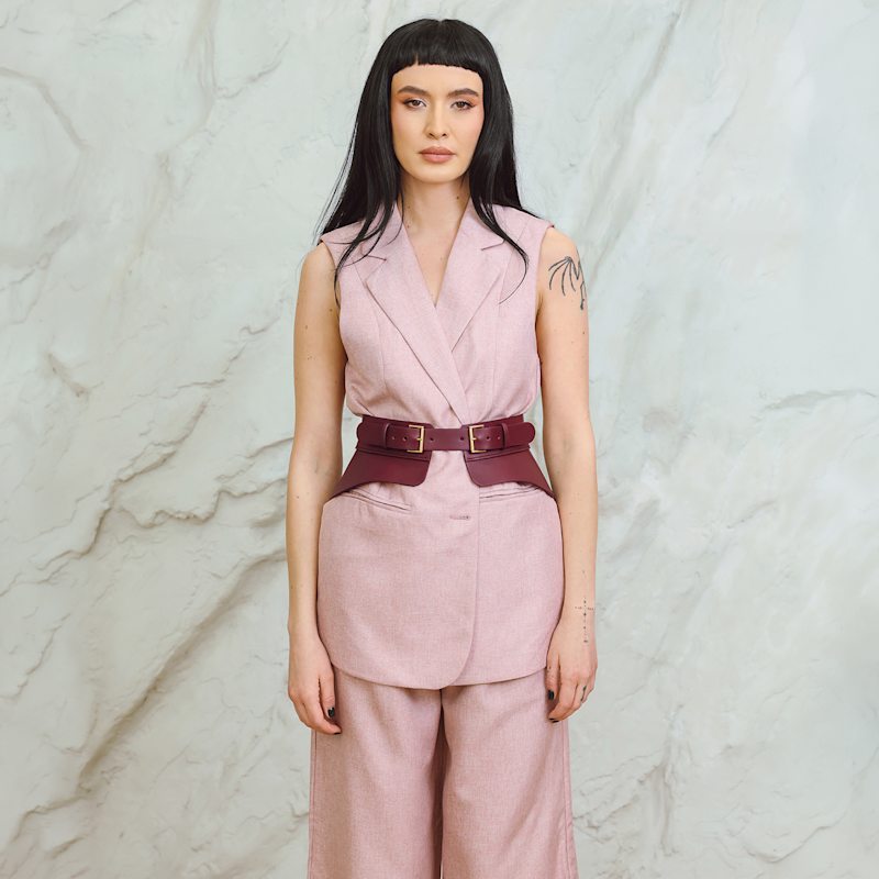 Thumbnail of Burgundy Crescent Peplum Belt image