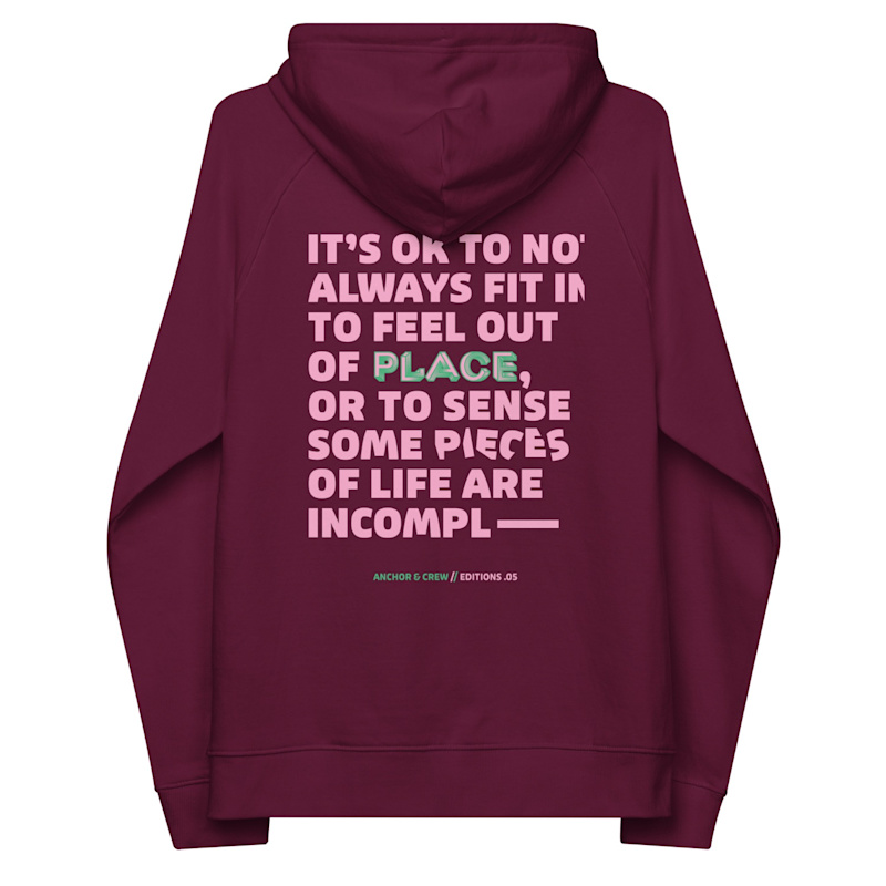 Thumbnail of Burgundy Five It's Ok Editions Organic Cotton Hoodie - Men image
