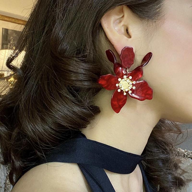 burgundy dress earrings Berry | Satin Wrap Frill High To Low Midi Dress main image 1