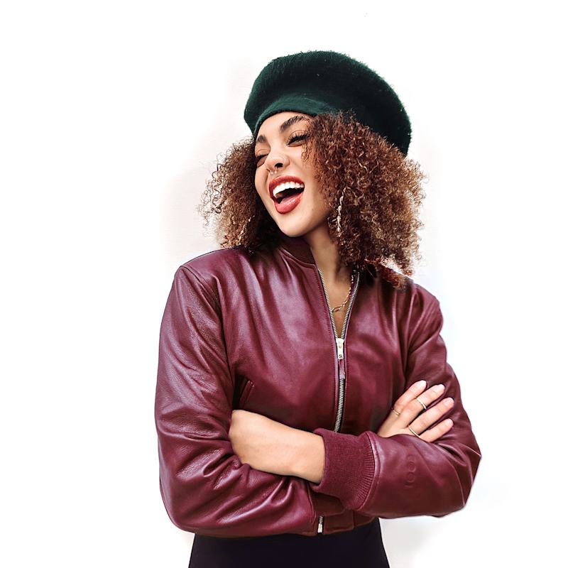 Thumbnail of Burgundy Leather Crop Bomber Jacket image