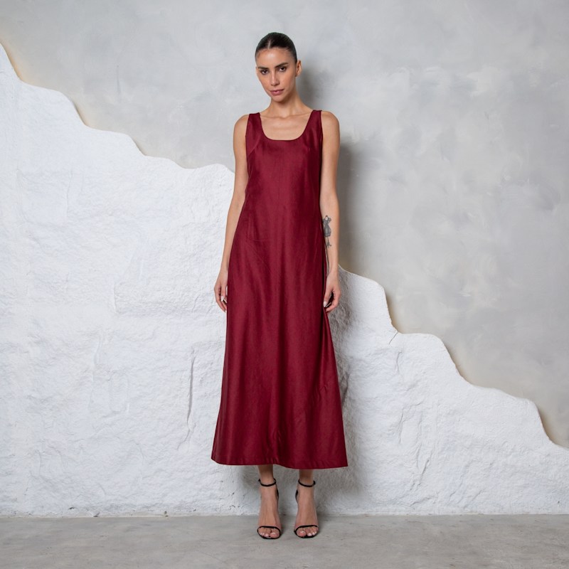 Thumbnail of Burgundy Ring-Back Maxi Dress image