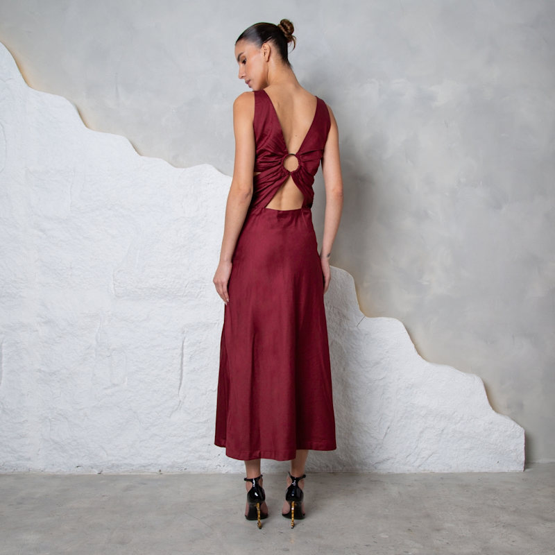 Thumbnail of Burgundy Ring-Back Maxi Dress image