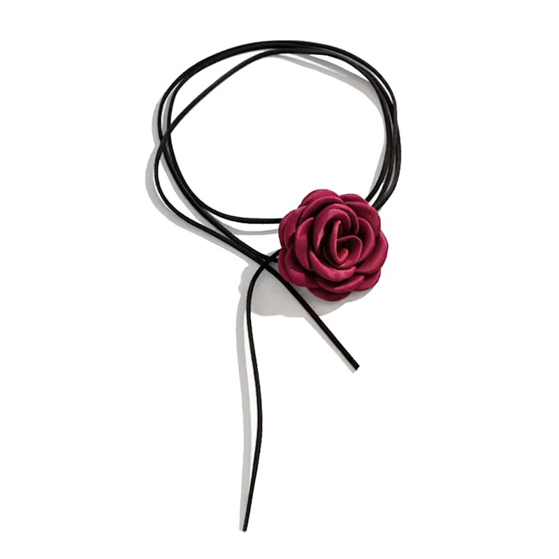 Thumbnail of Burgundy Rose Choker Necklace image