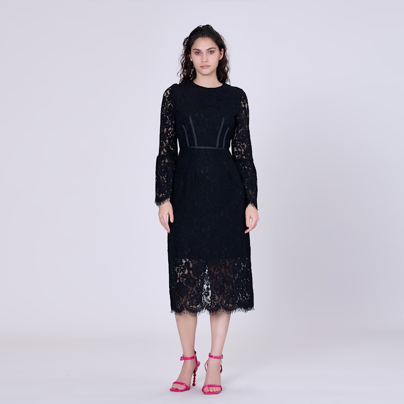Bustier Lines And Tulip Sleeves Lace Dress - Black | Smart and Joy | Wolf &  Badger