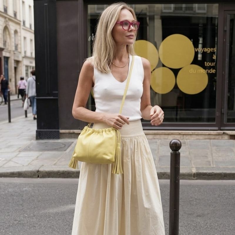Thumbnail of Butter Yellow Leather Clutch Bag With Tassels image