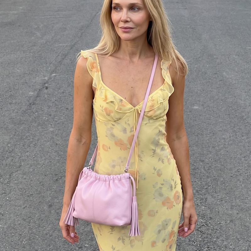 yellow leather dress Ferrari Coat  West Coast 57 Model is wearing size small Butter Yellow Leather Clutch Bag