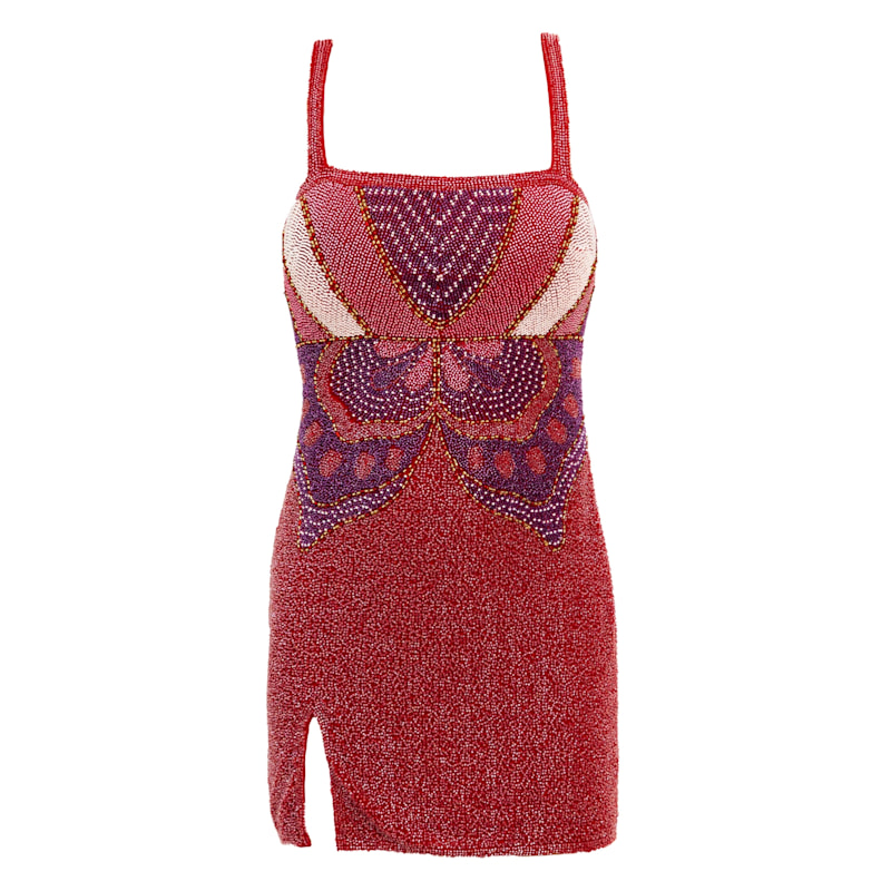 embellished beaded mini dress Clio Peppiatt Crystal-embellished Beaded Mesh Mini Dress - Women - Black Dresses