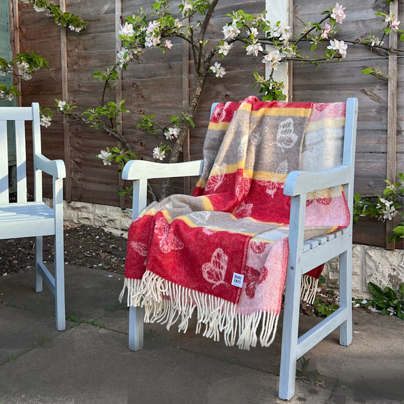 JJTextile Butterfly Stripe Wool Throw - Thumbnail 4