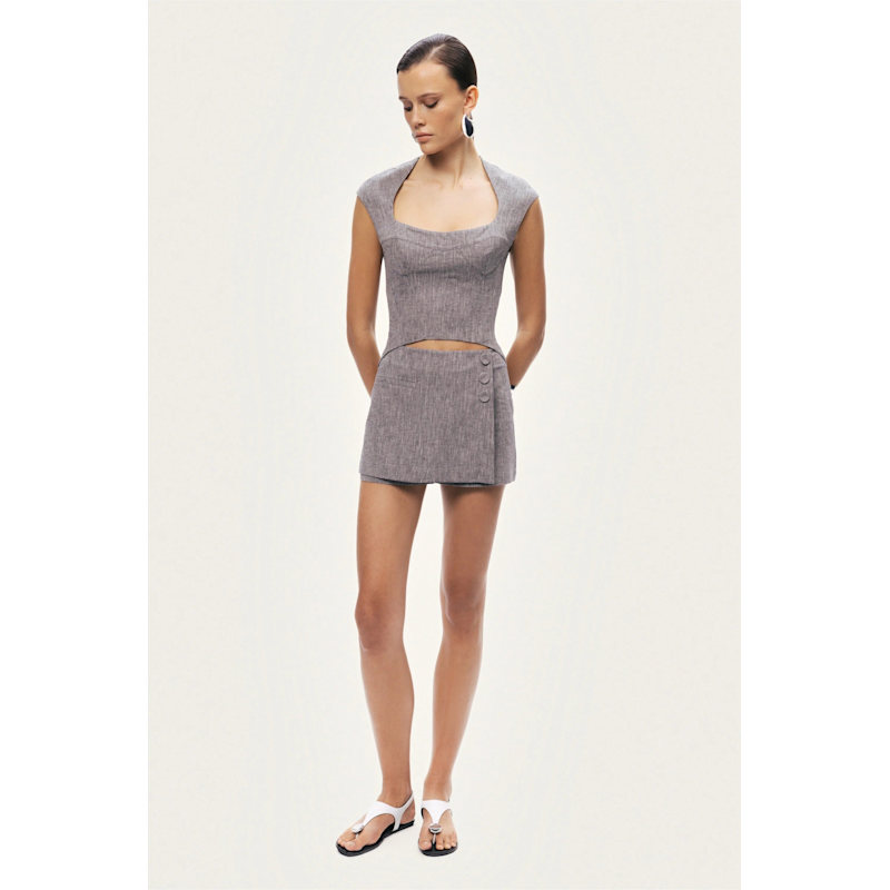 chinese dress ladies Tovie Frill Linen Blend Skort Plum Polka