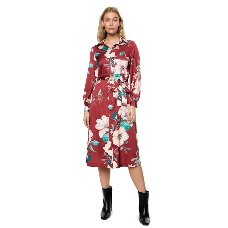 Thumbnail of Button Down Long Sleeve Shirt Dress In Romantic Floral Print image