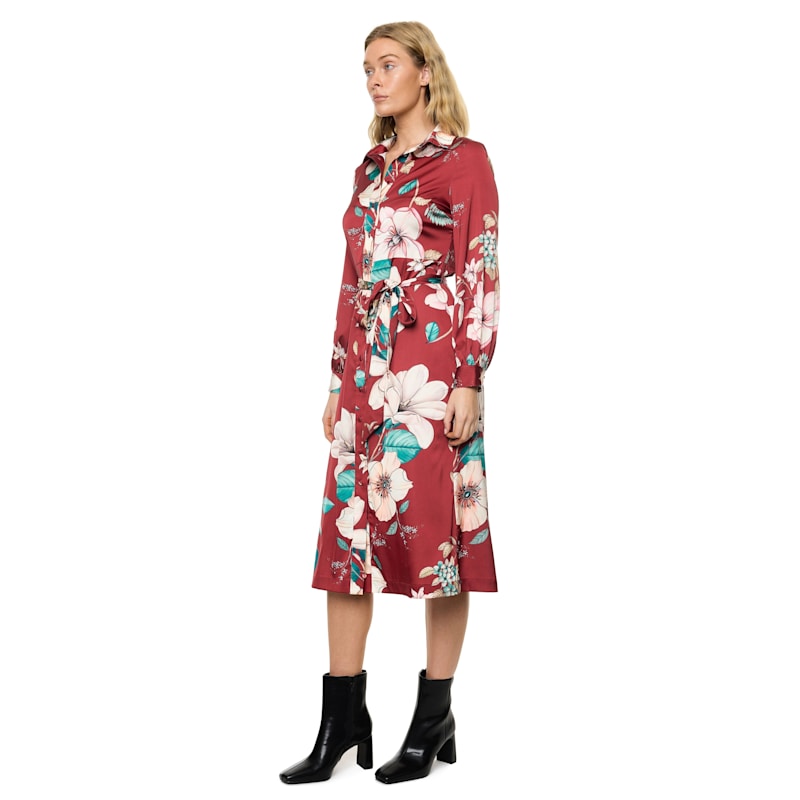 Thumbnail of Button Down Long Sleeve Shirt Dress In Romantic Floral Print image