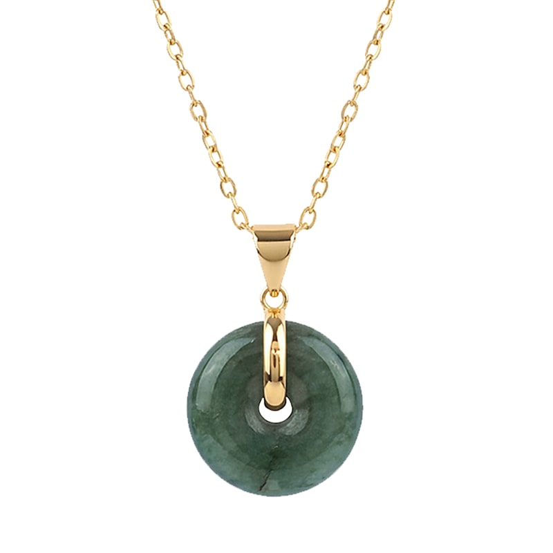 Thumbnail of Button Jade Pendant Necklace Dark Green image