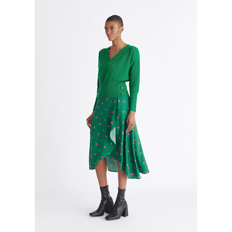 Thumbnail of Button Knitted Wrap Top In Green image