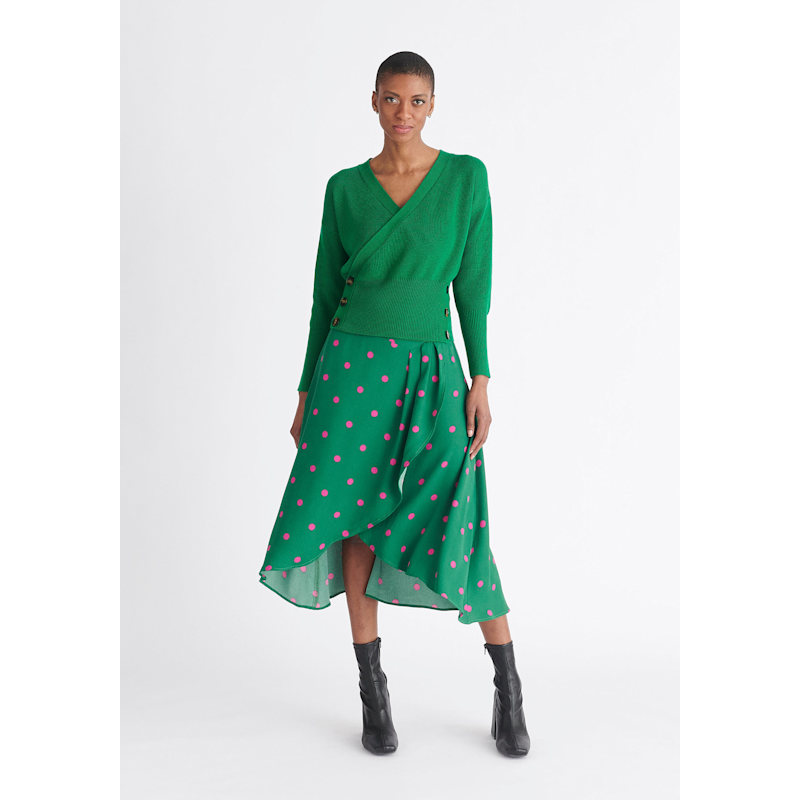 Thumbnail of Button Knitted Wrap Top In Green image