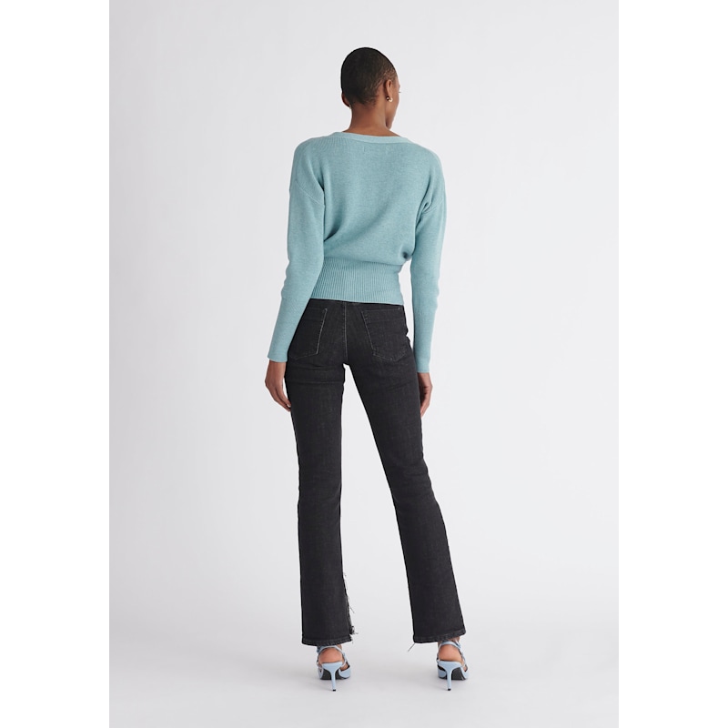 Thumbnail of Button Knitted Wrap Top In Teal image