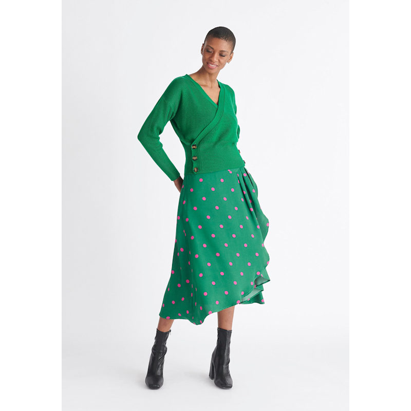 Thumbnail of Button Knitted Wrap Top In Green image
