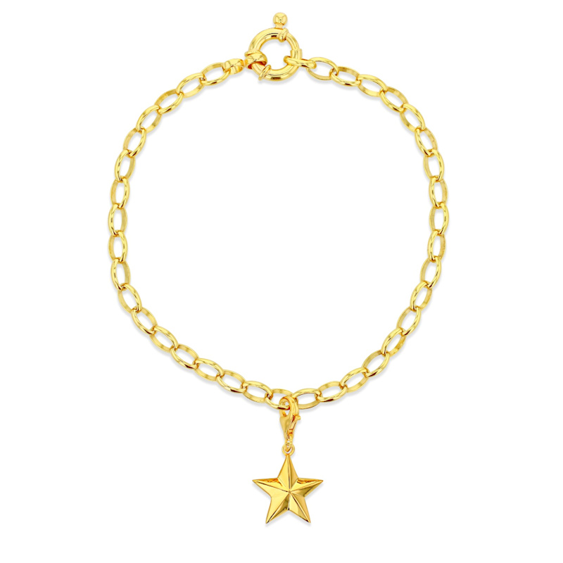 Thumbnail of 18Kt Gold Plated Belcher Bracelet With Mini Razor Blade Charm image