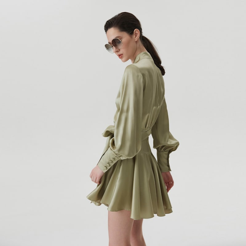 Thumbnail of Ruffle Hem Silk Wrap Dress image