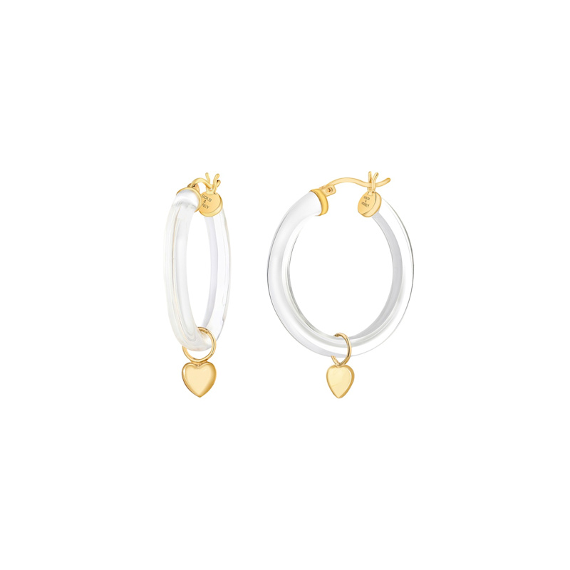 Thumbnail of Heart Charm Hoop Earrings image