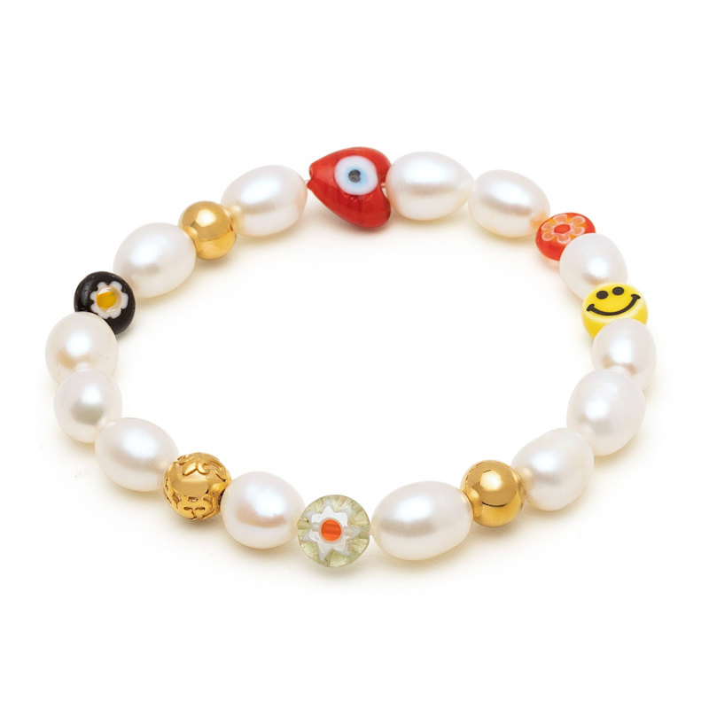 Thumbnail of Men's Smiley Face Pearl Bracelet image