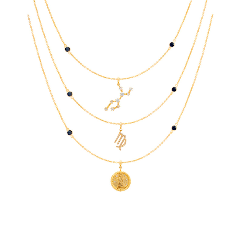 Thumbnail of Zodiac Horoscope Sign Virgo Constellation Necklace Gold image