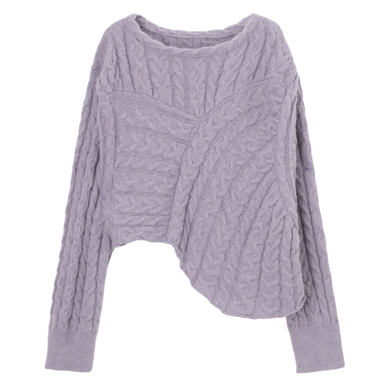 Thumbnail of Cable Knit Asymmetric Jumper In Lavender image
