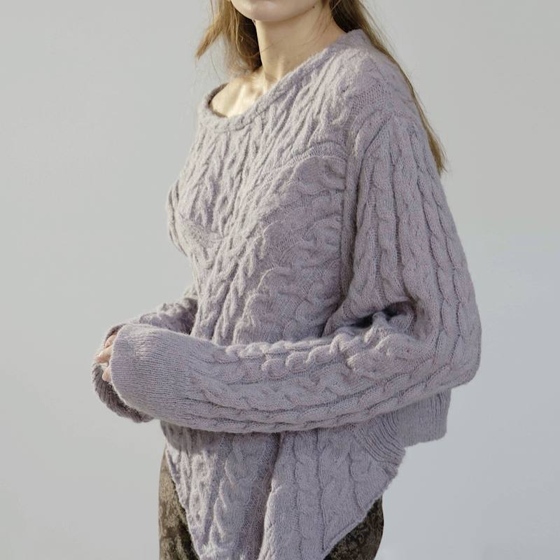 Thumbnail of Cable Knit Asymmetric Jumper In Lavender image