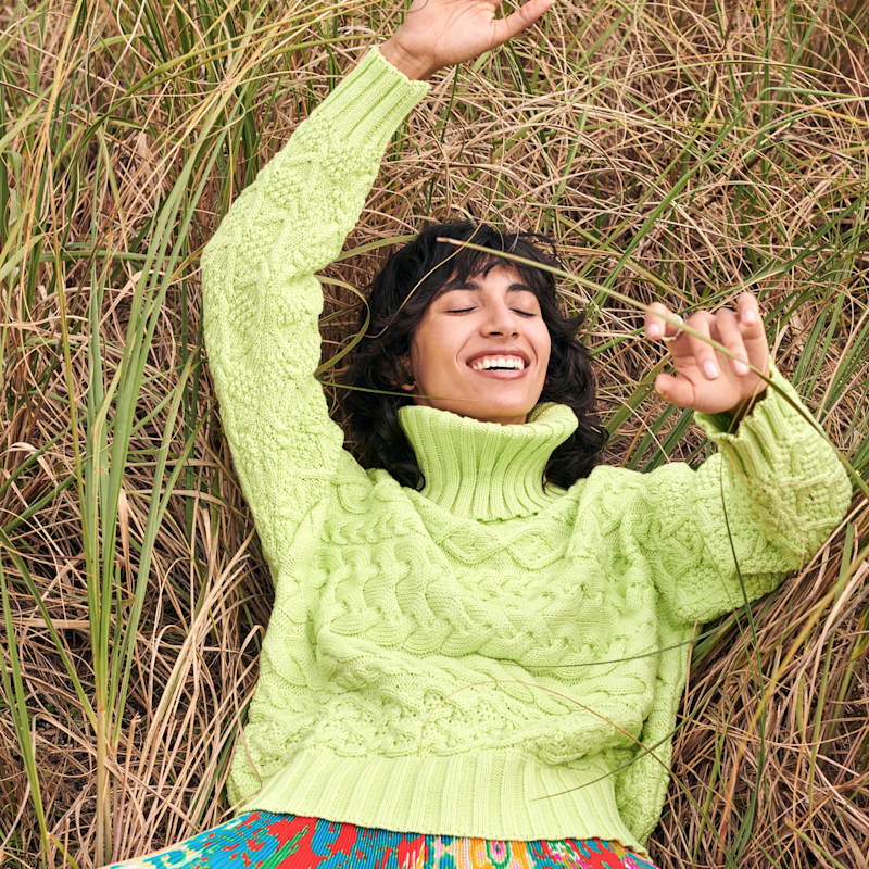 Thumbnail of Cable Sweater In Lime image