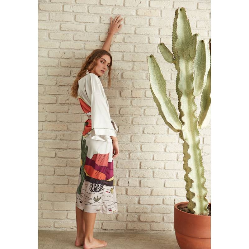 Thumbnail of Cactus  Midi Kimono In Stone image