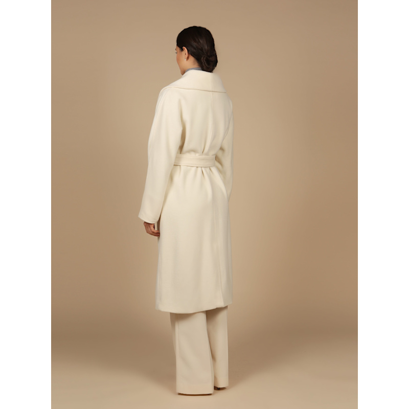 Hepburn' 100% Italian Virgin Wool & Cashmere Coat In Bianco