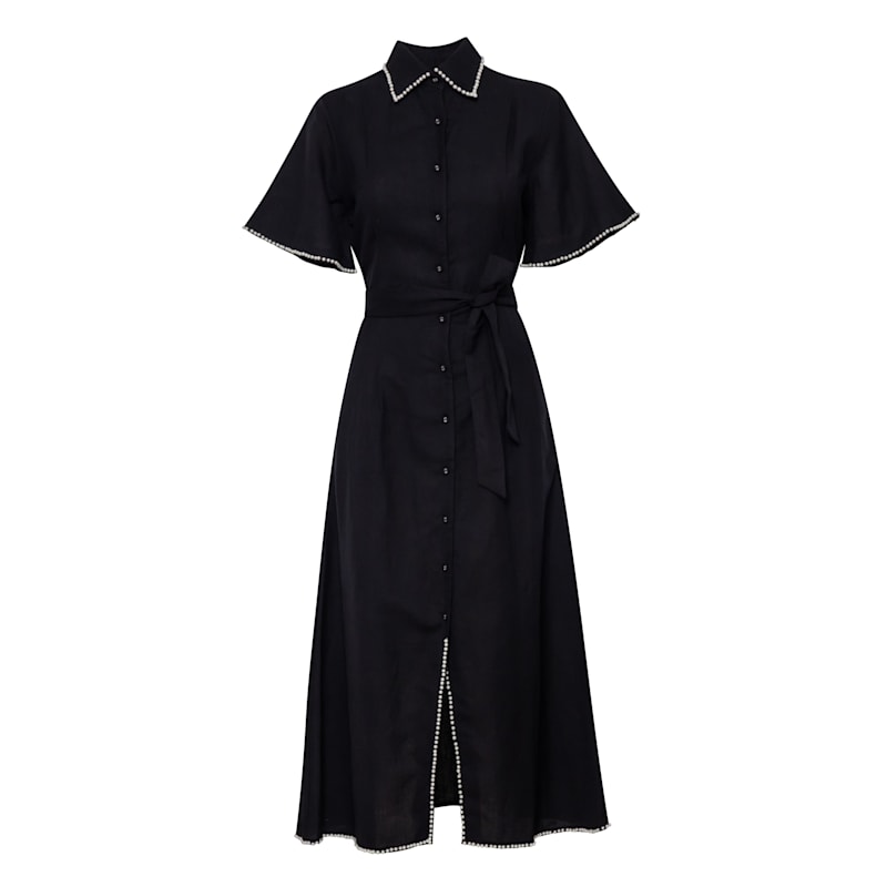 Cafe Au Lait Pearled Dress Noir | Carolina Benoit | Wolf & Badger