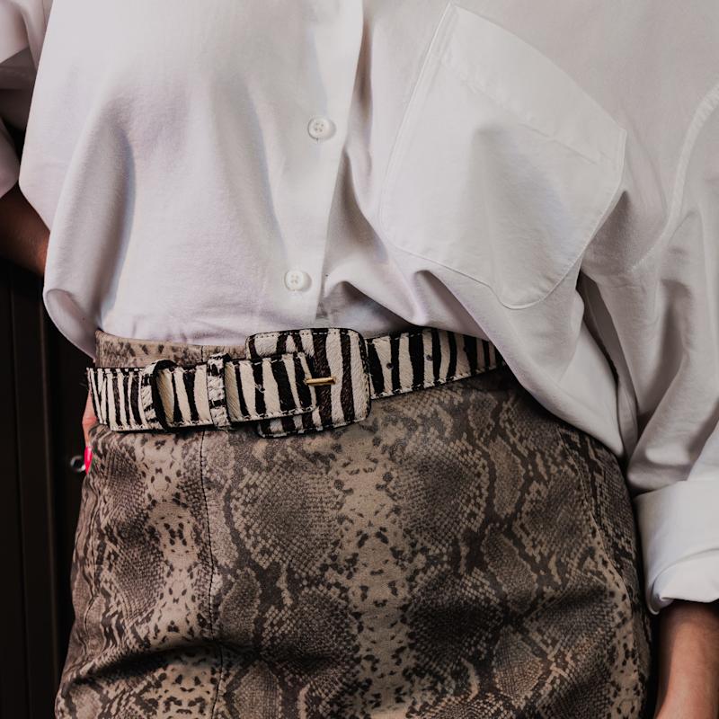 Thumbnail of Calf-Hair Leather Rectangle Buckle Belt - Zebra image