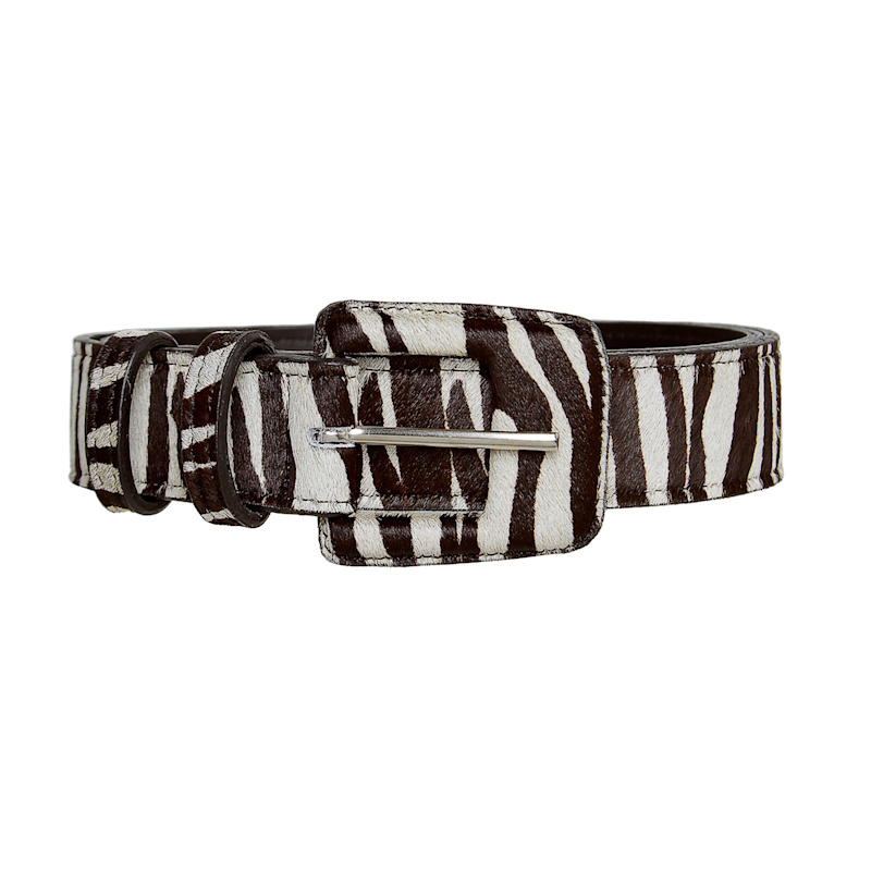 Thumbnail of Calf-Hair Leather Rectangle Buckle Belt - Zebra image