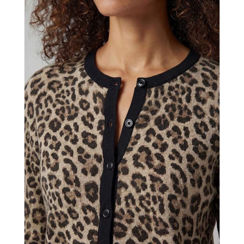 Thumbnail of Cali Leopard Brown Womens Cropped Cardigan image
