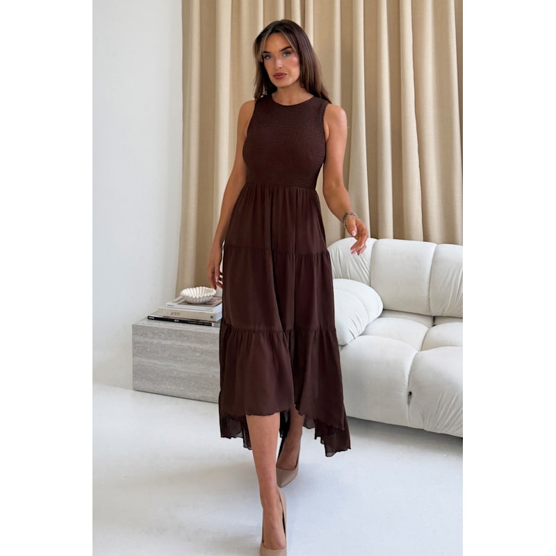 shirred top midi dress Rhythm Classic Shirred Midi Dress - Women's
