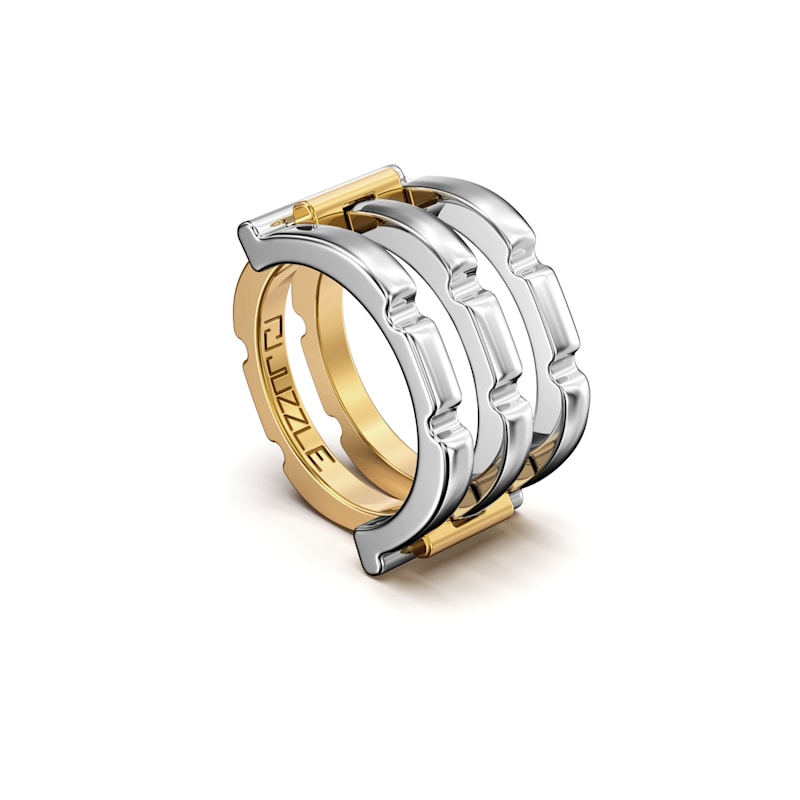 Calm Sterling Silver Bronze Puzzle Ring Juzzle Jewelry Wolf