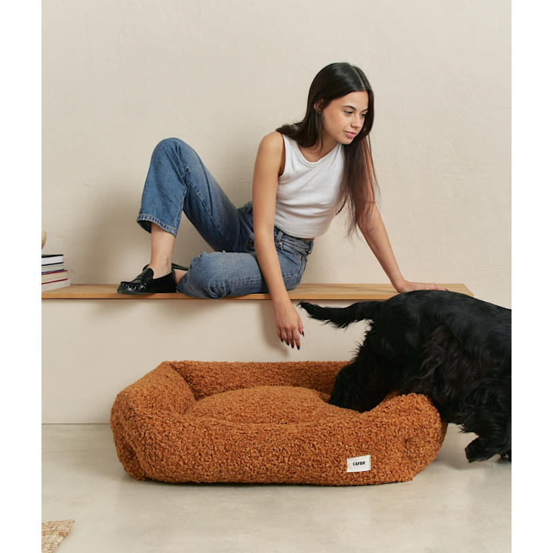 Thumbnail of Mustard Fleece Dog Bed, Snozy image