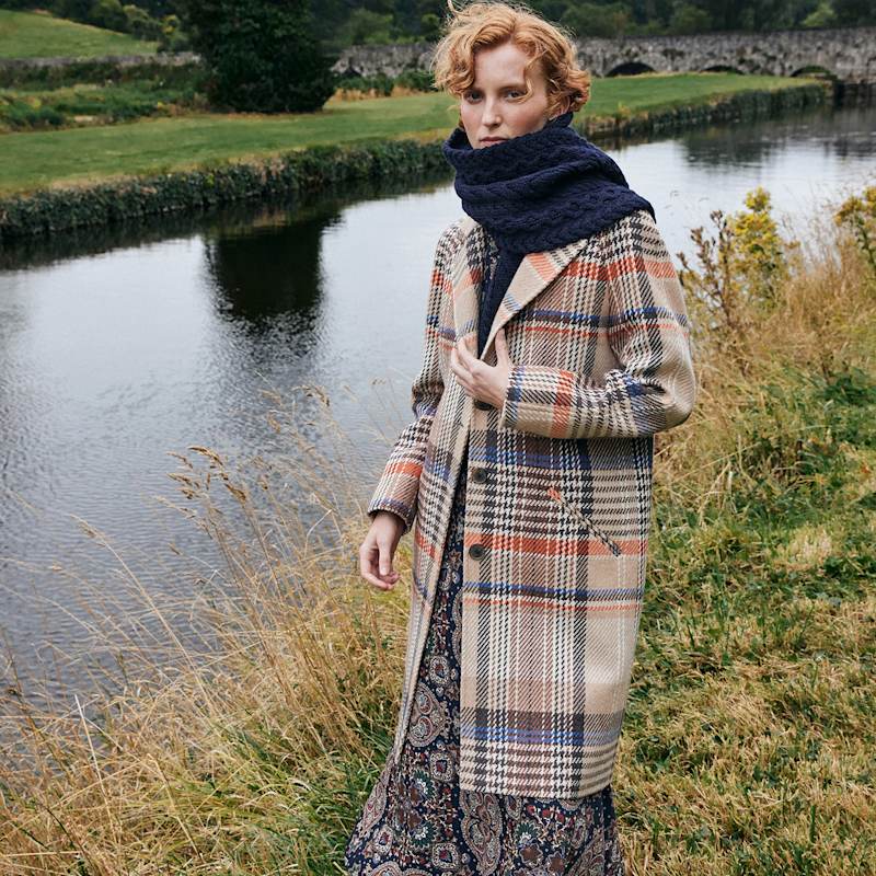 Thumbnail of Camel Check Saoirse Cashmere Blend Coat image
