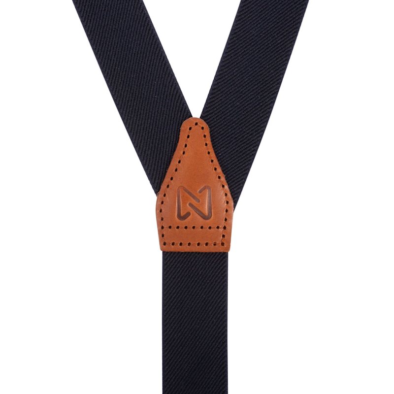 Thumbnail of Camel Leather Navy Blue Skinny Braces image