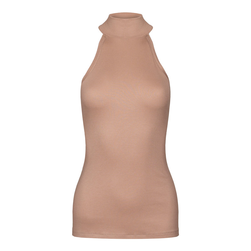 Thumbnail of Ribbed Viscose Halterneck Top - Camel image