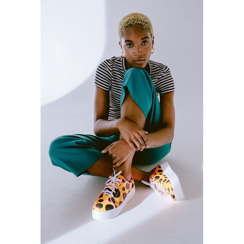 Camila Orange Black Polka Dot Womens Designer Sneakers by Embassy  London USA