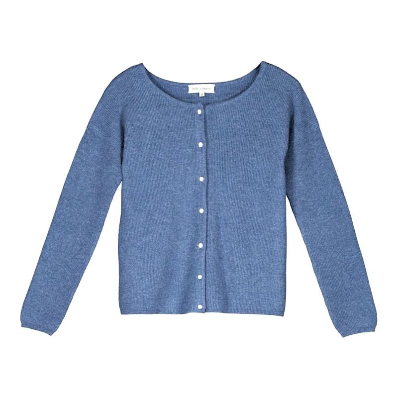 Camille Cashmere Cardigan In Hortensia Blue BEL CASHMERE Wolf